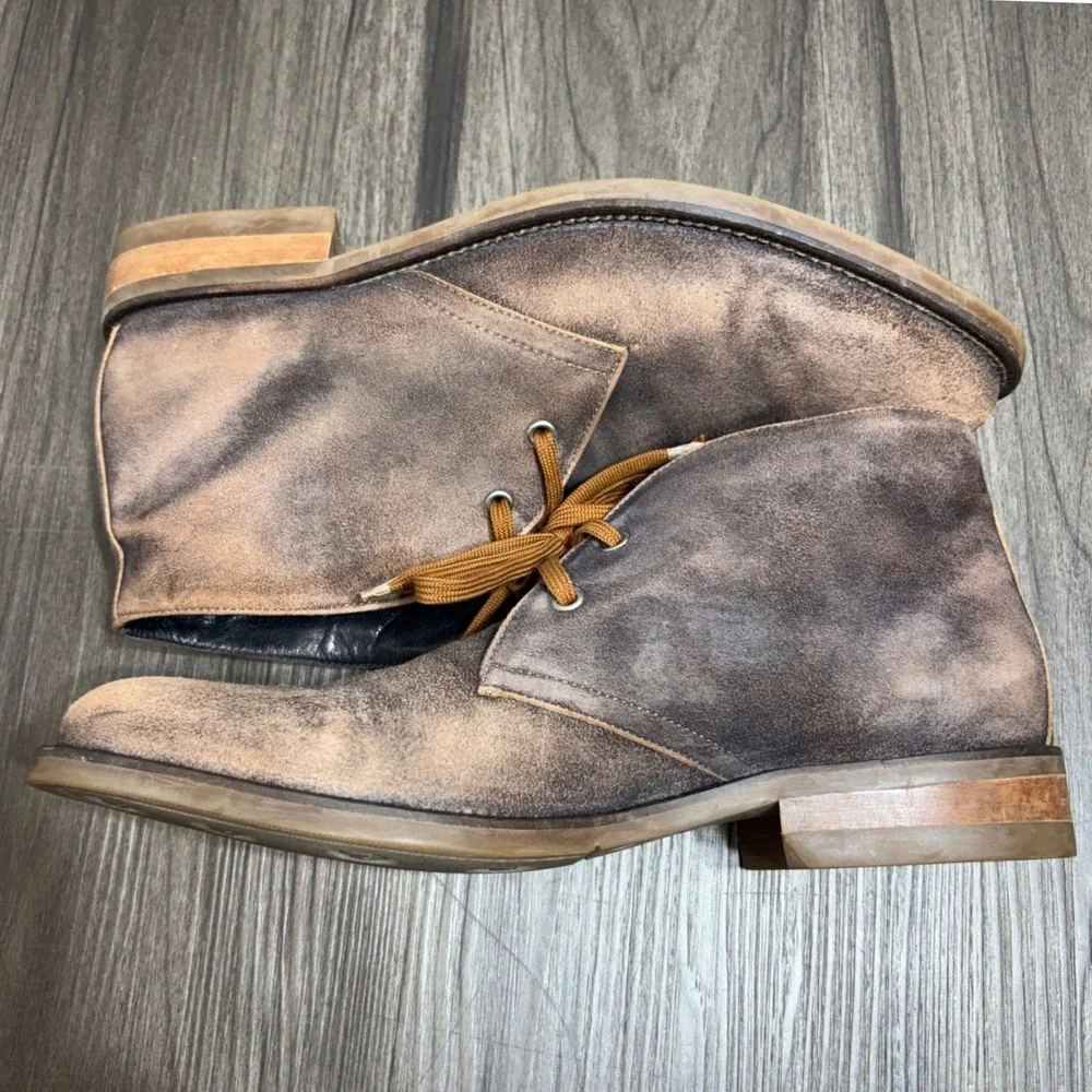 Donald J Pliner Eliot Chukka Boots Men's 8.5M Brown Distressed Suede Italy Boots